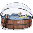 EXIT Wood Pool ø488x122cm mit Sandfilterpumpe und Abdeckung - braun