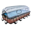 EXIT Wood Pool 540x250x100cm mit Sandfilterpumpe und Abdeckung und W&auml;rmepumpe - braun