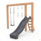 EXIT Linea Massiv 140 Holzschaukel mit Rutsche und Turnringen