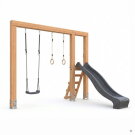 EXIT Linea Massiv 140 Holzschaukel mit Rutsche und Turnringen