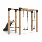 EXIT Linea Robust 110 Holz-Monkeybar mit Doppelschaukel und Rutsche