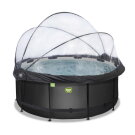 EXIT Black Leather Pool ø360x122cm mit Sandfilterpumpe und Abdeckung - schwarz