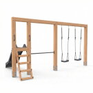 EXIT Linea Massiv 140 doppelte Holzschaukel mit Reckstange und Rutsche