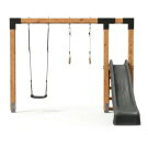 EXIT Linea Robust 110 Holzschaukel mit Rutsche und Turnringen