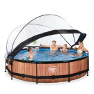 EXIT Wood Pool ø360x76cm mit Filterpumpe und Abdeckung - braun