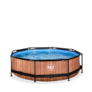 EXIT Wood Pool &oslash;300x76cm mit Filterpumpe - braun