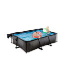 EXIT Black Wood Pool 220x150x65cm mit Filterpumpe und Sonnensegel - schwarz