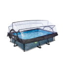 EXIT Stone Pool 220x150x65cm mit Filterpumpe und Abdeckung - grau