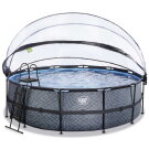 EXIT Stone Pool &oslash;450x122cm mit Sandfilterpumpe und Abdeckung und W&auml;rmepumpe - grau
