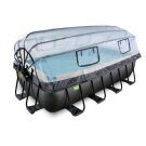 EXIT Black Leather Pool 400x200x100cm mit Sandfilterpumpe und Abdeckung und W&auml;rmepumpe - schwarz