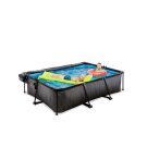 EXIT Black Wood Pool 220x150x65cm mit Filterpumpe und Abdeckung - schwarz