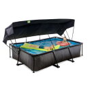 EXIT Black Wood Pool 300x200x65cm mit Filterpumpe und Sonnensegel - schwarz