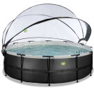 EXIT Black Leather Pool &oslash;488x122cm mit Sandfilterpumpe und Abdeckung und Zubeh&ouml;rset - schwarz
