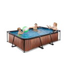 EXIT Wood Pool 300x200x65cm mit Filterpumpe und Abdeckung - braun