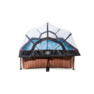 EXIT Wood Pool 220x150x65cm mit Filterpumpe und Abdeckung - braun
