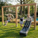 EXIT Linea Massiv 140 Doppelschaukel mit Reckstange und Rutsche
