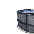 EXIT Stone Pool ø427x122cm mit Sandfilterpumpe und Abdeckung und Wärmepumpe - grau