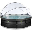 EXIT Black Leather Pool &oslash;488x122cm mit Sandfilterpumpe und Abdeckung und W&auml;rmepumpe - schwarz