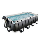 EXIT Black Leather Pool 400x200x100cm mit Sandfilterpumpe und Abdeckung und W&auml;rmepumpe - schwarz