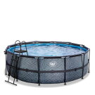 EXIT Stone Pool &oslash;427x122cm mit Sandfilterpumpe und Abdeckung - grau