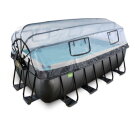 EXIT Black Leather Pool 400x200x122cm mit Sandfilterpumpe und Abdeckung und W&auml;rmepumpe - schwarz