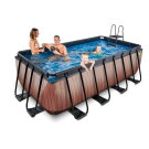 EXIT Wood Pool 400x200x122cm mit Filterpumpe - braun