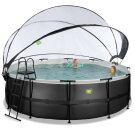 EXIT Black Leather Pool &oslash;450x122cm mit Sandfilterpumpe und Abdeckung - schwarz