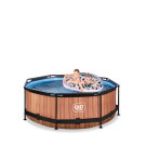 EXIT Wood Pool ø244x76cm mit Filterpumpe - braun