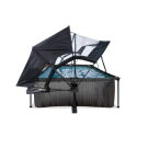 EXIT Black Wood Pool 220x150x65cm mit Filterpumpe und Abdeckung und Sonnensegel - schwarz