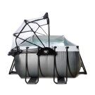 EXIT Black Leather Pool 400x200x100cm mit Sandfilterpumpe und Abdeckung und W&auml;rmepumpe - schwarz