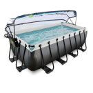 EXIT Black Leather Pool 400x200x122cm mit Sandfilterpumpe und Abdeckung und Zubeh&ouml;rset - schwarz
