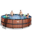 EXIT Wood Pool &oslash;488x122cm mit Sandfilterpumpe - braun