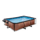 EXIT Wood Pool 300x200x65cm mit Filterpumpe und Abdeckung - braun