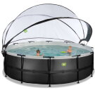EXIT Black Leather Pool &oslash;488x122cm mit Sandfilterpumpe und Abdeckung und W&auml;rmepumpe - schwarz