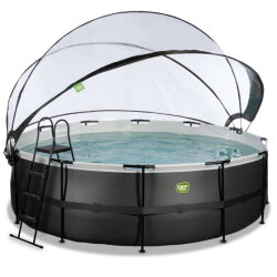 EXIT Black Leather Pool &oslash;450x122cm mit Sandfilterpumpe und Abdeckung und W&auml;rmepumpe - schwarz