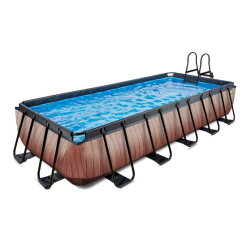 EXIT Wood Pool 540x250x100cm mit Sandfilterpumpe - braun