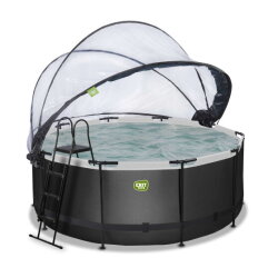 EXIT Black Leather Pool &oslash;360x122cm mit Sandfilterpumpe und Abdeckung und W&auml;rmepumpe - schwarz
