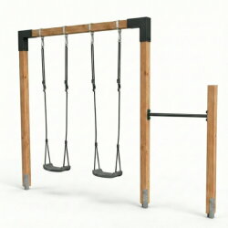 EXIT Linea 85 doppelte Holzschaukel mit Reckstange | Douglas-Holz