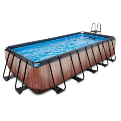EXIT Wood Pool 540x250x122cm mit Sandfilterpumpe - braun