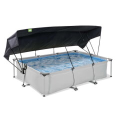 EXIT Soft Grey Pool 300x200x65cm mit Filterpumpe&nbsp;und Sonnensegel - grau