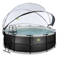 EXIT Black Leather Pool &oslash;427x122cm mit Sandfilterpumpe und Abdeckung - schwarz