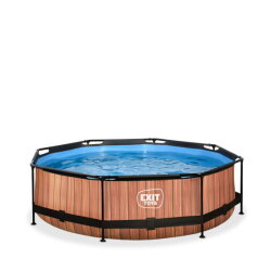 EXIT Wood Pool &oslash;300x76cm mit Filterpumpe - braun