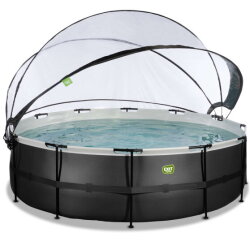 EXIT Black Leather Pool &oslash;488x122cm mit Sandfilterpumpe und Abdeckung - schwarz