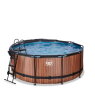 EXIT Wood Pool ø360x122cm mit Sandfilterpumpe und Abdeckung - braun