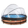 EXIT Wood Pool ø360x76cm mit Filterpumpe und Abdeckung - braun