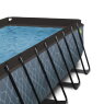 EXIT Stone Pool 400x200x100cm mit Sandfilterpumpe und Abdeckung - grau