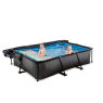 EXIT Black Wood Pool 300x200x65cm mit Filterpumpe und Abdeckung und Sonnensegel - schwarz