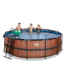 EXIT Wood Pool ø427x122cm mit Sandfilterpumpe und Abdeckung - braun