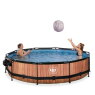 EXIT Wood Pool ø360x76cm mit Filterpumpe und Abdeckung und Sonnensegel - braun