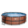 EXIT Wood Pool ø427x122cm mit Sandfilterpumpe und Abdeckung - braun